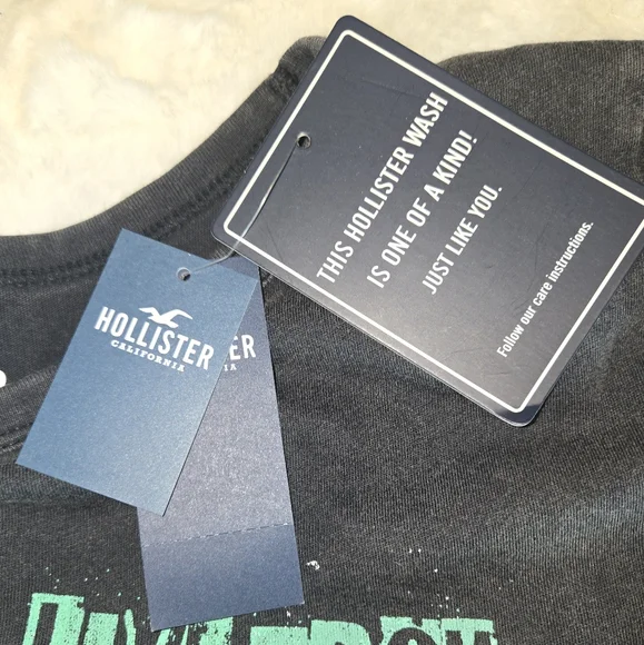 Hollister Crop Top Tee, Large, Grunge, NWT - Picture 5 of 6